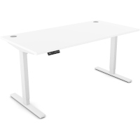 Zoom Electric Dual Motor Height Adjustable Sit Stand Office Desk Portal Top W1600xD800xH685-1185mm White Top White Frame 10 Year Warranty
